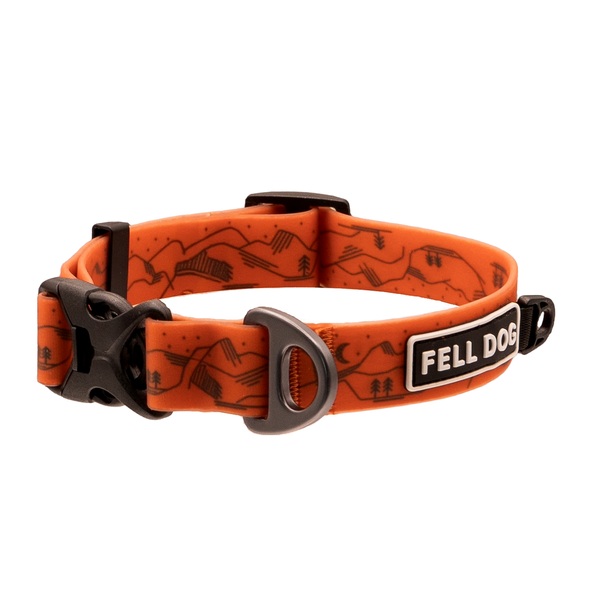 fell dog waterproof dog collar with mountain print