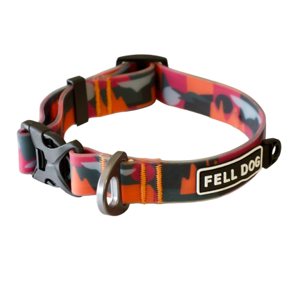 Fell dog waterproof dog collar with mountain print